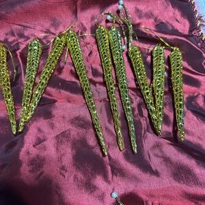 9 elegant Vintage metal icicles in gold- lovely icicles to add to your tree-